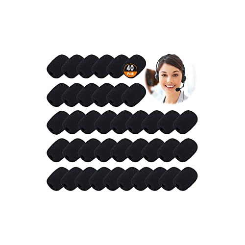40 pièces Pare-brise pour microphone de casque,Mini Microphone Casque Pare-brise Eponge Mousse Mic Couverture, Cache en mousse pour cravate, cravate et microphones Cover