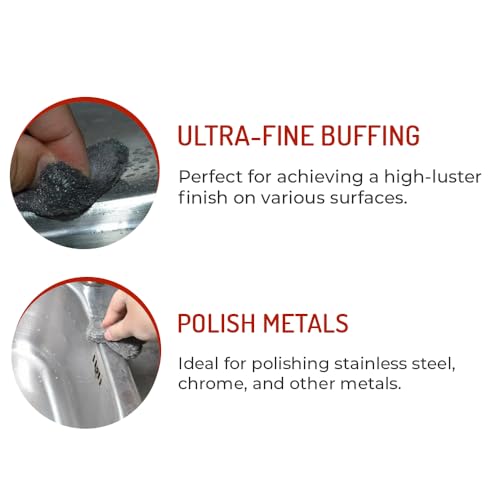 Image of Hi-Tech 74016 Fine 0000 Steel Wool - 16 Pads, Perfect for Buffing, Polishing, and Matte Finish Transformations