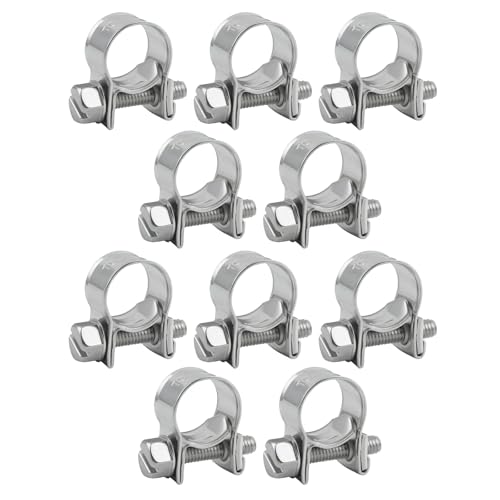 10PCS 10-12mm Car Fuel Injection Hose Clamps,Adjustable Cars Fuel Line Clamps Provide Good Fastening Effect,Sturdy Mini Fuels Line Hose Clamp Kit Car Accessories