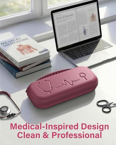 ProCase Stethoskop Tasche für Medi-Inn/3M Littmann/MDF/SCIAN, Stethoskopetui passend für 3M Littmann Classic III Stethoskop Medizinische Aufbewahrungstasche für Pflegeschulausrüstung -Himbeere