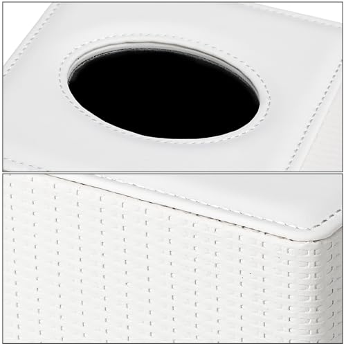 Sumnacon Square Tissue Box Cover with Magnetic Closure, PU Leather Modern Tissue Holder with Embossed Tactile Surface, Decorative Tissue Dispenser for Bathroom Countertop Bedroom Office Desk
