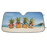 Funny Pineapple Car Windshield Sun Shade (55" x 27.5") Cute Pineapple Beach Foldable Sun Visor Prote
