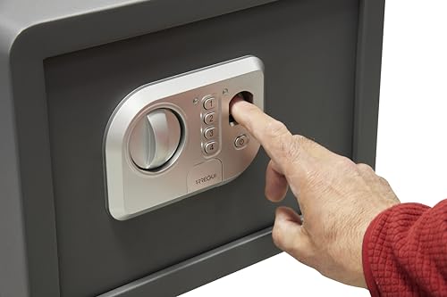 ARREGUI Print 140520 Stahlsafe mit elektronischer Öffnung per Fingerabdruck oder Code | Biometrischer Lesesafe für Zuhause und Zuhause | Notschlüssel | 25 x 35 x 25 cm