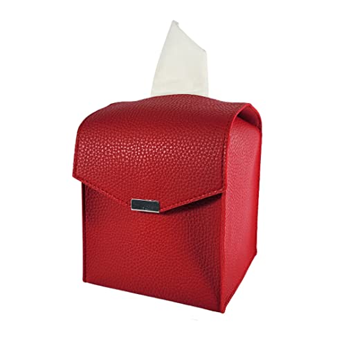 Tissue Box Cover Caliduri, Genuine PU Leather, Gorgeous Modern Square Tissue Box Holder, Stylish Decorative Holder/Organizer for Bathroom Vanity, Office, Bedroom, & Living Room 5