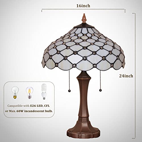 Capulina Tiffany Lamp Beige Beads Stained Glass Table Lamp 2-Light by Capulina - Used condition - Image 4