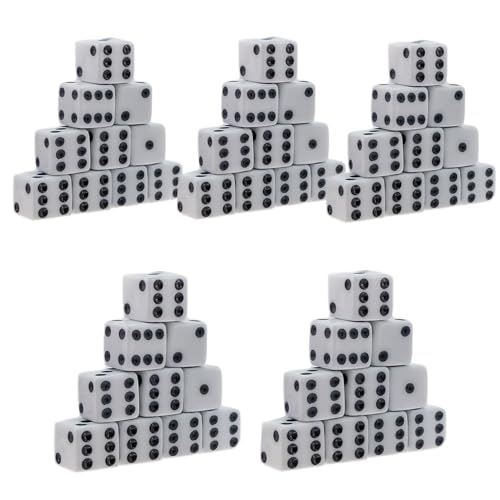 PLAYZOCO Dados 6 Caras Blancos, Enseñanza de Matemática, Dados educativos de 6 Caras, Casino, Dados didácticos, Dados de Aprendizaje matemático, Dados pedagógicos, Dados D6, 50 Unidades, Blanco