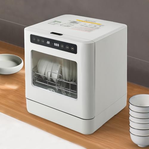 Countertop Dishwasher, Portable Dishwasher, 4 Washing Programs Portable Dishwasher With 6-Liter Built-in Water Tank, for Apartments& RVs