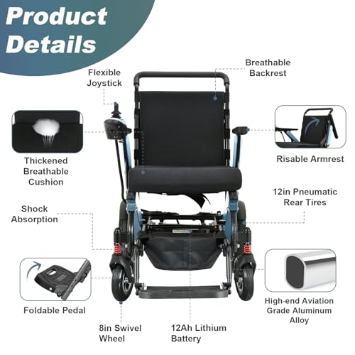 Weyral 35+ Miles Long Travel Range Electric Wheelchair For Adults thumb #6