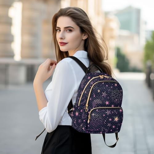 Image of ALAZA Pink Moon Sun Star Galaxy Mini Backpack Purse for Women Travel Bag Fashion Daypack Back Pack Shoulder Bag