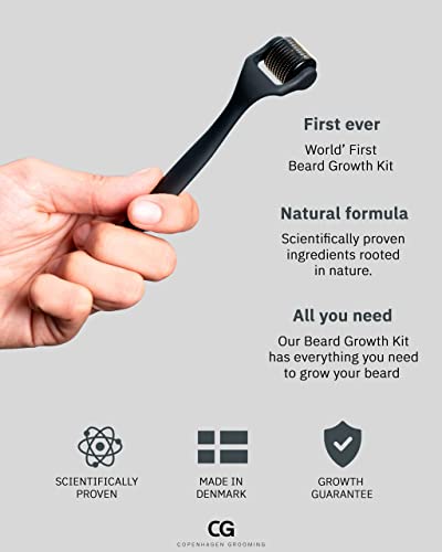Copenhagen Grooming Beard Growth Kit™ - Original Beard Growth Kit For Fuller Stronger Beard Includes Proven Growth Activator Serum, Derma Roller, Cleanser And Bonus Beard Keychain Comb - Ideal Gift For Him #TOP1