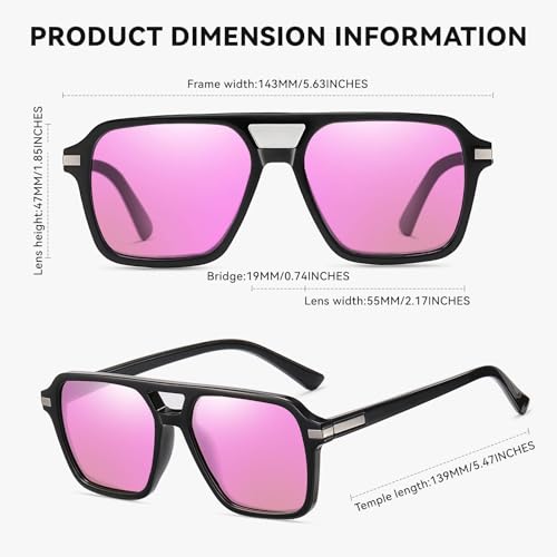 Image of HAOLOTA Retro Aviator Sunglasses for Women and Men, Polarized Square Shades UV Protection