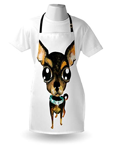 ABAKUHAUS Chihuahua Kochschürze, Gem Collar Big Eyed Dog, Schmutz Fett abweichend waschbar Farbfester Digitaldruck, Mehrfarbig