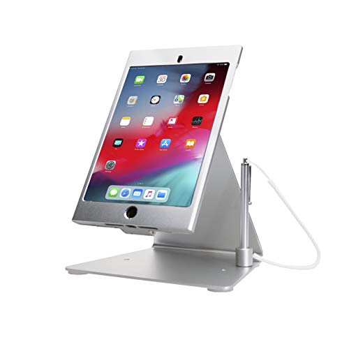 Desktop Anti-Theft Stand â€“ CTA Desktop Anti-Theft Stand with Aluminum Enclosure, Touchscreen Stylus and Tether for iPad Mini 1-5 (PAD-MDASB) â€“ Silver