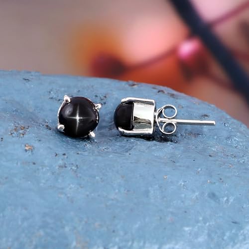 Generic Black Star Sapphire Stud Earrings Handmade Stackable Tiny Stud Earrings 925 Sterling Silver Engagement Simple Studs Earrings2