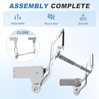 YJINGRUI Hydraulic Buffer Cabinet Door Hinge, Lift and Up Hinges, Vertical Lift Cabinet Door Hinge, 19.69-31.49in, Sturdy Silent and Adjustable