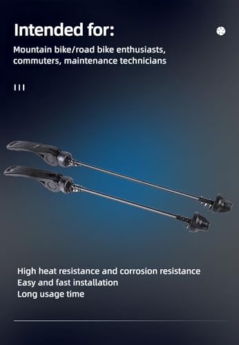 Image of QR Bike Skewer Set 145 /180mm - Quick Release Axle for MTB /Road Bikes, 4.5mm Alloy /Steel, Tool-Free Installation, Heat /Corrosion Resistant, Lightweight (46g /51g) - Fits 20 inch-28 inch Wheels