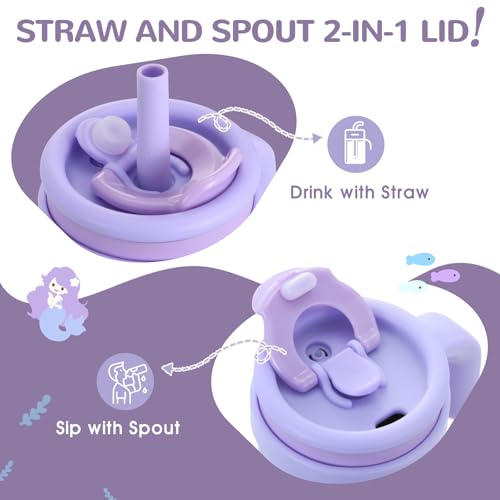 Image of 14 oz Toddler Tumbler with Handle, Kids Sippy Cups with Straw and Spout Lid
