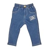 [バディリー] パンツ キッズ ズボン 男の子 女の子 裏シャギー インディゴ デニム 裏起毛 ウエストゴム 長ズボン ロングパンツ XYZ(Aブルー 100cm)