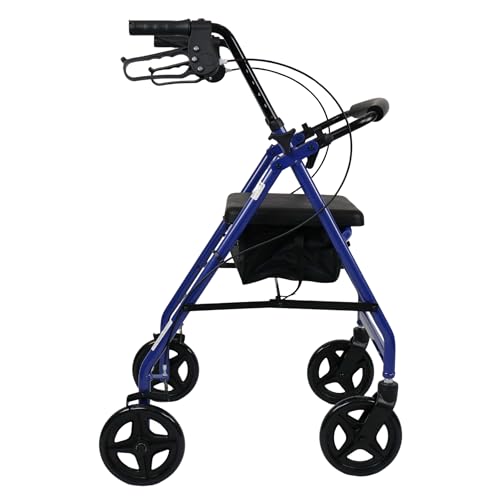 Humber Mobility Hmc Rollator Lightweight Aluminium Rollator Walker – Foldable Walking Aid With Padded Seat & Backrest, Adjustable Handles, Swivel Wheels, Storage Bag – Indoor/Outdoor Use (Blue) - 5