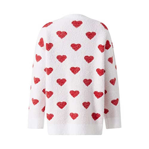 Valentines Day Mother and Daughter Cardigan Family Matching Long Sleeve Open Front Heart Sweater with Pockets3