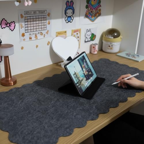 Keçe Bilgisayar Mouse Pedi Kıvrımlı 98x45 cm Antrasit Renk Çalışma Masası Düzenleyici 3 mm Kalınlık Masa Üstü Düzenleyici Mat - Görsel 7
