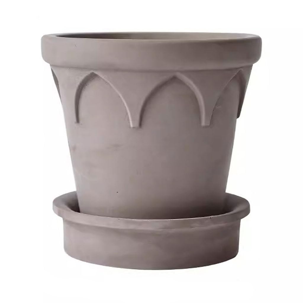 GELASIGE Flower Pots Creative Cement Flower Pot Indoor Balcony Green Plant Potted Stoneware Breathable Tray Flower Pot Outdoor Flower Pots(A)