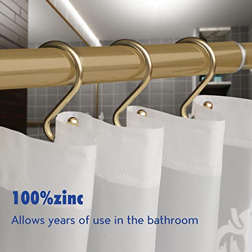 Metal Shower Curtain Hooks,Set of 12 Rings,Rust Resistant S Shaped Hooks Hangers for Shower Curtains, Kitchen Utensils, Clothing, Towels, etc. (Gold) - Image 2
