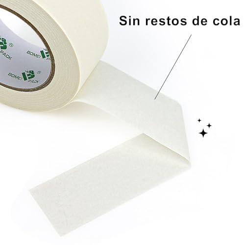 Miniatura 2 de Bomei Pack 3 Rollos Blanco Cinta De Pintor 48mm X 50m - Cinta Adhesiva Decorativa Cinta De Pintor De Uso General White