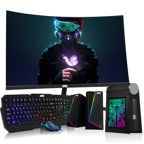 TechMagnet CyberCube Mini PC Bundle, Intel Core i5, 32GB RAM, 1TB SSD, 32 Inch Curved Monitor, RGB Kit, Webcam, Windows 11 Pro (Renewed)