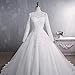 Winaiwi High Neck Lace Wedding Dresses Long Sleeve Ball Gown A Line Bridal Gowns for Women with Train White Size 16
