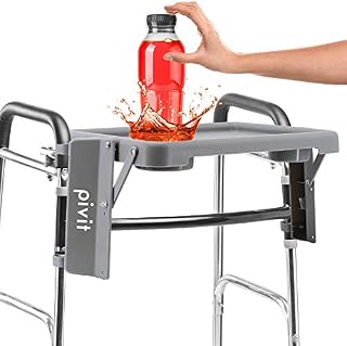 Pivit Walker Flip Tray with Cup Holders, Gray, 16" W x 12" D