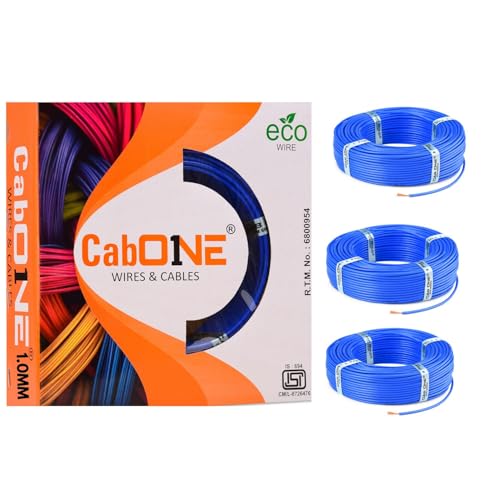 Image of CabONE Pack of 3 Electrical Wire 1.0mm | 90 Meter Single Core CCA Copper Cable | Heat Resistant No-Drip PVC Insulation | High Current Carrying Capacity House Wire