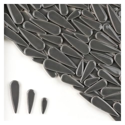 100g Water Droplet Ceramic Tiles DIY Porcelain Mosaic Tile Raindrops Shape 66(Grey)