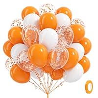 60pcs Orange and White Balloons 12inch with Orange White Confetti Balloons for Baby Shower University Birthday Party Decorations