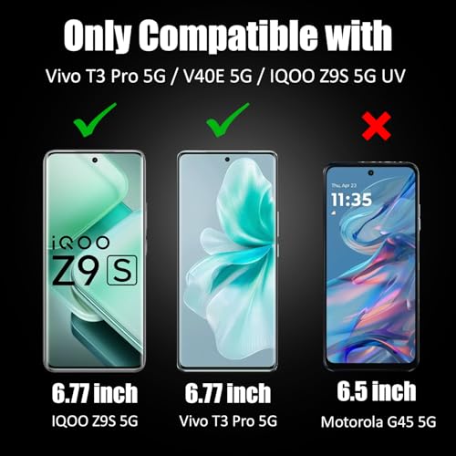 Image of AIBEX UV Curved Tempered Glass for Vivo T3 Pro 5G / Vivo V40E 5G / IQOO Z9S 5G|Full Screen Edge-to-Edge Protection|UV Glue & UV Light Included|9H Hardness|Anti-Bubble|Scratch Resistant|HD Clarity