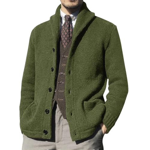 Men's Knitted Button Cardigan Sweater Lapel Long Sleeve Thick Warm Large Size Sweater - Main Image