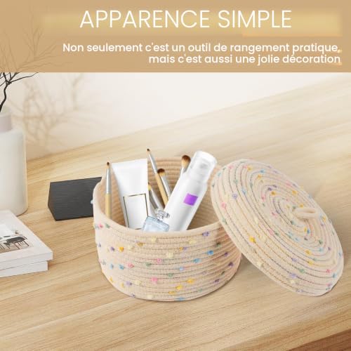Panier de rangement tressé avec couvercle pour cacher le désordre de la salle de bain - 6