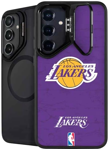Skinit Kickstand Phone Case Compatible with Galaxy S25 - Officially Licensed NBA Los Angeles Lakers Purple Primary Logo Design