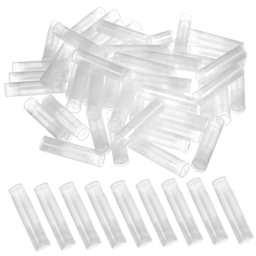 LIFKOME 50 Stück Leere Durchsichtige Lippenbalsam Behälter Aus Polypropylen Kleiner Lippenstifthülsen Mit Druckrad Nachfüllbar Für Selbstgemacht Lippenpflege Und Reisen