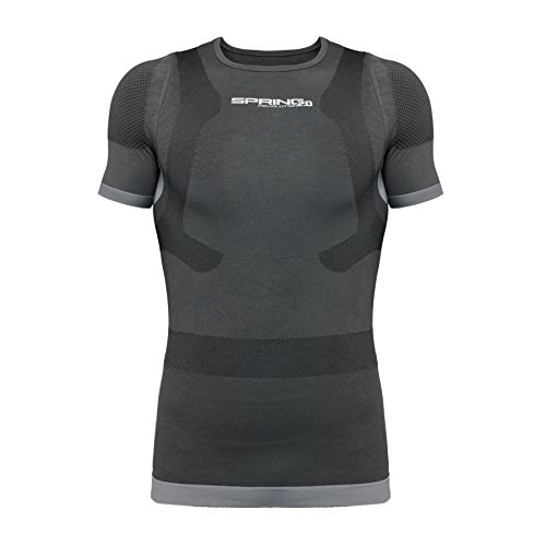 SPRING Revolution 2.0, maglietta posturale da uomo, a maniche corte, colore antracite (XL)