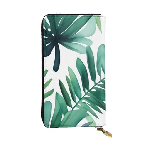 Portefeuille en cuir de qualité imprimé palmier tropical aquarelle chic pour femme