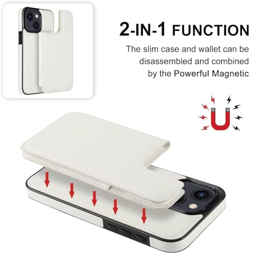 Coque iPhone 13 détachable et compatible MagSafe avec support flip blanc