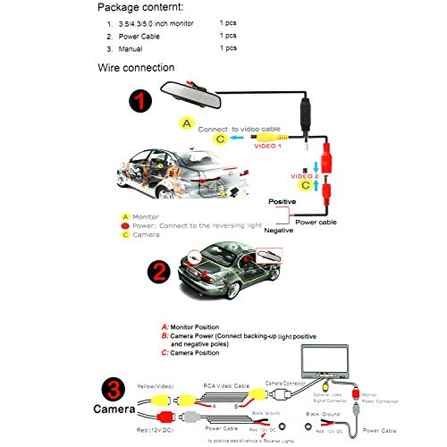 Weikailtd Backup Camera And Monitor Kit, 4.3" Car Vehicle Rearview Mirror Monitor For Dvd/Vcr/Car Reverse Camera Waterproof Car License Plate Rear View Camera (4.3" Backup Camera And Monitor Kit) #TOP7