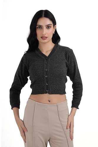 Image of Women Winter Wear V-Neck Full Sleeves Regular Fit Woollen Blouse