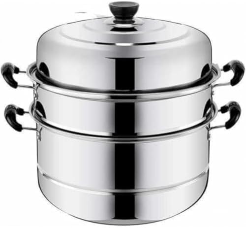 CokBlu26cm 家庭用蒸し鍋 3 層底構造 二段・三段切替え蒸し器 ステンレス鋼鍋蓋 IH 対応 & 各種熱源対応 多食材同時調理可能 蒸し料理専用 熱伝導均一 家庭用調理器具 日常料理・パーティー料理に適し?