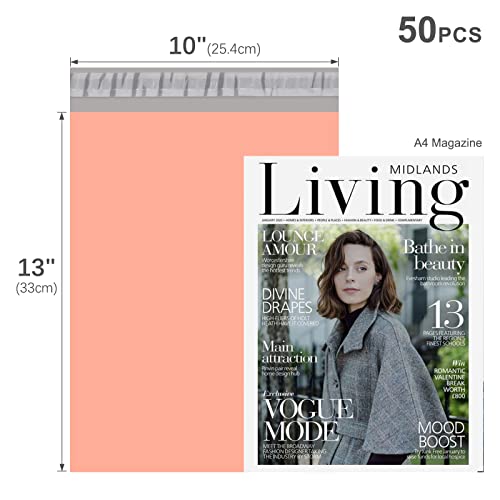 Metronic Poly Mailers 10X13 50 Pcs, Strong Adhensive Shipping Bags For Clothing, Mailing Bags For Small Business, Medium Poly Mailer Bags, Shipping Envelopes, Poly Bags Peach Pink #TOP4
