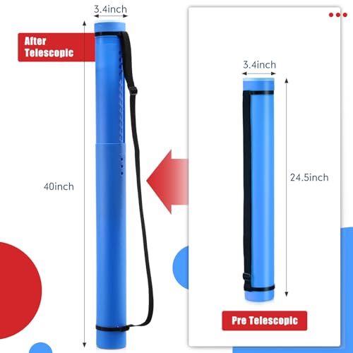 Image of Yahenda 6 Pcs Expandable Poster Tubes Bulk, 24 inch- 40 inch Extendable Blueprint Tube with Shoulder Strap Waterproof Portable Durable Round Cases for Drawing, Poster, Office Bulk Supply(Red, Blue, Black)
