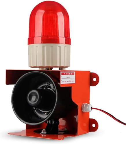 120db Industrial Alarm Siren with Ip55 Waterproof Led Strobe Light - Security Horn Tower for Factories, Terminals, Home Alarm Systems & Emergency Warning Red 24V