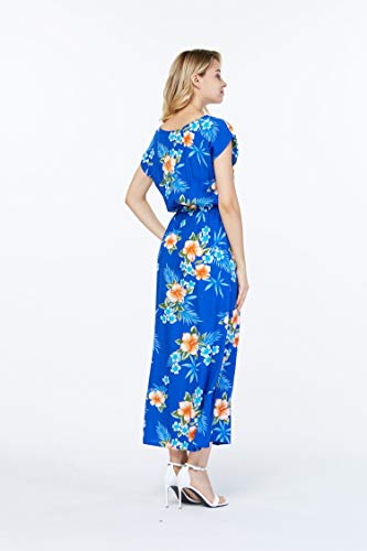Image of Matchable Couple Hawaiian Luau Shirt or Maxi Simple Dress in Hibiscus | Sold Individually; Soft Rayon Fabric; Cap Sleeve Design; Signature Tropical Prints; Vacation Ready