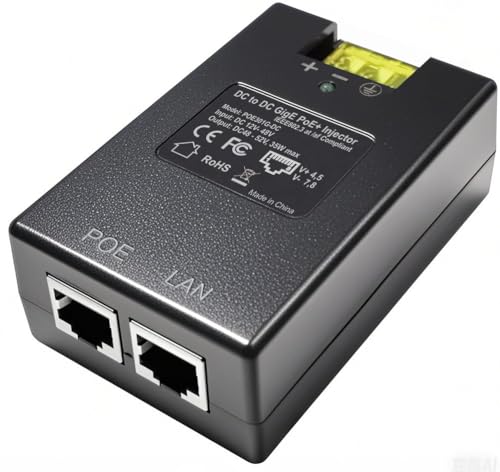 Gigabit DC PoE+ Injector | 12V 24V (12-48V) DC Input | 50V 30W DC PoE+ Out | DC-DC Convertor + 802.3 af/at Solar PoE Injector Adapter for ePMP2000/3000 Force400/425 Q61 PoE Lighting